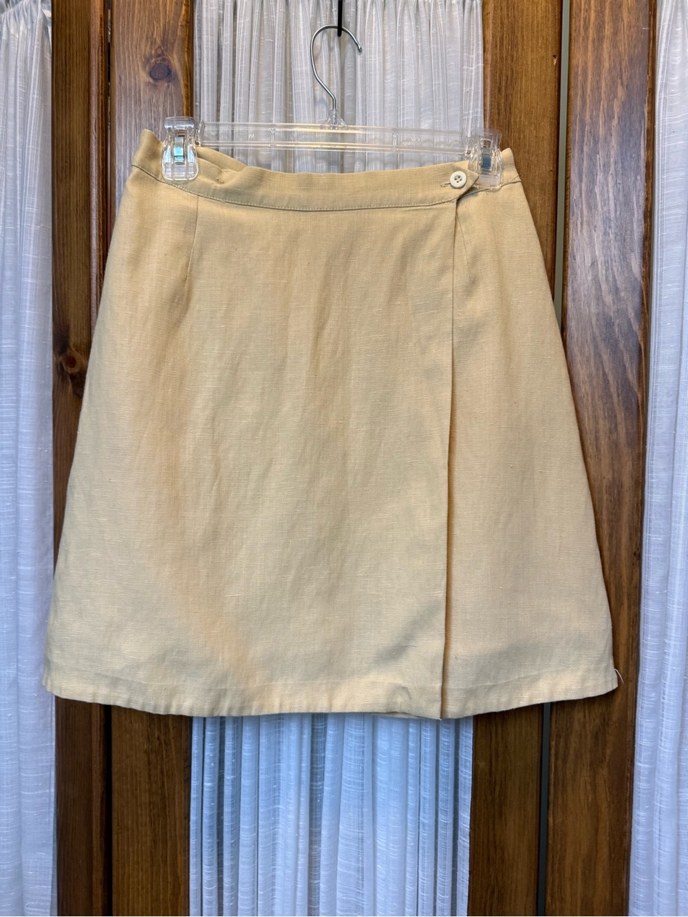 VTG Women's Yellow, Linen Blend, A-Line Wrap Skirt